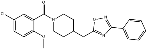 1-(5-chloro-2-methoxybenzoyl)-4-[(3-phenyl-1,2,4-oxadiazol-5-yl)methyl]piperidine Struktur