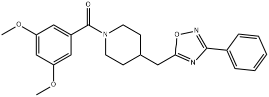 1-(3,5-dimethoxybenzoyl)-4-[(3-phenyl-1,2,4-oxadiazol-5-yl)methyl]piperidine Struktur