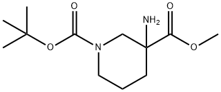 1,3-piperidinedicarboxylic acid, 3-amino-, 1-(1,1-dimethylethyl) 3-methyl ester Struktur