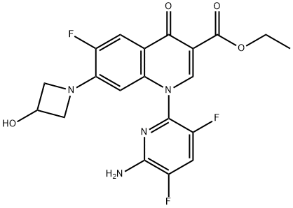 3-quinolinecarboxylic acid, 1-(6-amino-3,5-difluoro-2-pyridinyl)-6-fluoro-1,4-dihydro-7-[3-(2-methyl-1-azetidinyl]-4-oxo-, ethyl ester Struktur