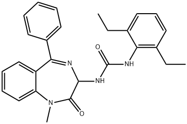 1-(2,6-diethylphenyl)-3-[(3S)-1-methyl-2-oxo-5-phenyl-2,3-dihydro-1H-1,4-benzodiazepin-3-yl]urea Struktur