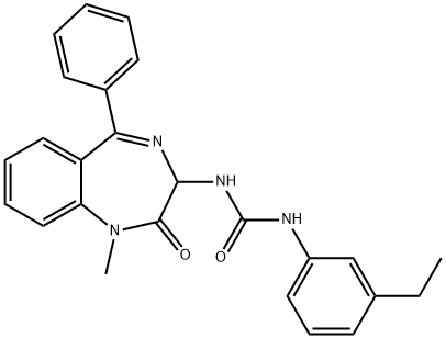 1-(3-ethylphenyl)-3-[(3S)-1-methyl-2-oxo-5-phenyl-2,3-dihydro-1H-1,4-benzodiazepin-3-yl]urea Struktur