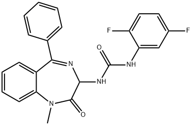 1-(2,5-difluorophenyl)-3-[(3S)-1-methyl-2-oxo-5-phenyl-2,3-dihydro-1H-1,4-benzodiazepin-3-yl]urea Struktur