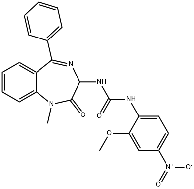 1-(2-methoxy-4-nitrophenyl)-3-[(3S)-1-methyl-2-oxo-5-phenyl-2,3-dihydro-1H-1,4-benzodiazepin-3-yl]urea Struktur