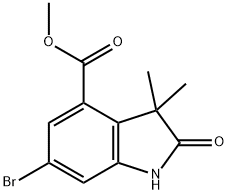 methyl 6‐bromo‐3,3‐dimethyl‐2‐oxo‐2,3‐dihydro‐1h‐indole‐4‐carboxylate Struktur