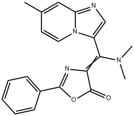 (4Z)-4-[(dimethylamino)({7-methylimidazo[1,2-a]pyridin-3-yl})methylidene]-2-phenyl-4,5-dihydro-1,3-oxazol-5-one Struktur