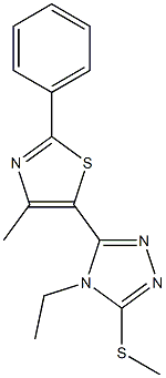 4-ethyl-5-(4-methyl-2-phenyl-1,3-thiazol-5-yl)-4H-1,2,4-triazol-3-yl methyl sulfide Struktur