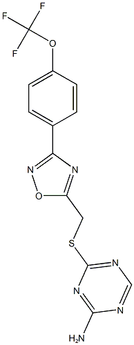 4-[({3-[4-(trifluoromethoxy)phenyl]-1,2,4-oxadiazol-5-yl}methyl)sulfanyl]-1,3,5-triazin-2-amine Struktur