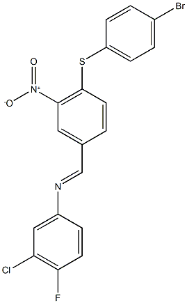 N-{4-[(4-bromophenyl)sulfanyl]-3-nitrobenzylidene}-3-chloro-4-fluoroaniline Struktur