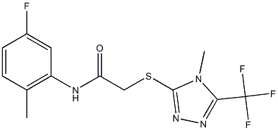 N-(5-fluoro-2-methylphenyl)-2-{[4-methyl-5-(trifluoromethyl)-4H-1,2,4-triazol-3-yl]sulfanyl}acetamide Struktur