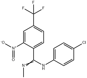 (E)-N-(4-chlorophenyl)-N'-methyl-2-nitro-4-(trifluoromethyl)benzene-1-carboximidamide Struktur