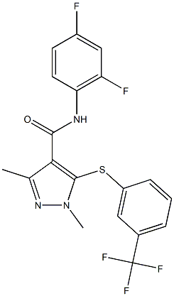 N-(2,4-difluorophenyl)-1,3-dimethyl-5-{[3-(trifluoromethyl)phenyl]sulfanyl}-1H-pyrazole-4-carboxamide Struktur