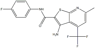 3-amino-N-(4-fluorophenyl)-6-methyl-4-(trifluoromethyl)thieno[2,3-b]pyridine-2-carboxamide Struktur