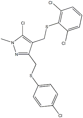 (5-chloro-3-{[(4-chlorophenyl)sulfanyl]methyl}-1-methyl-1H-pyrazol-4-yl)methyl 2,6-dichlorophenyl sulfide Struktur