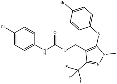 [5-[(4-bromophenyl)sulfanyl]-1-methyl-3-(trifluoromethyl)-1H-pyrazol-4-yl]methyl N-(4-chlorophenyl)carbamate Struktur