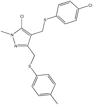 (5-chloro-4-{[(4-chlorophenyl)sulfanyl]methyl}-1-methyl-1H-pyrazol-3-yl)methyl 4-methylphenyl sulfide Struktur