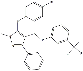 4-bromophenyl 1-methyl-3-phenyl-4-({[3-(trifluoromethyl)phenyl]sulfanyl}methyl)-1H-pyrazol-5-yl sulfide Struktur