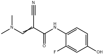 (2E)-2-cyano-3-(dimethylamino)-N-(2-fluoro-4-hydroxyphenyl)prop-2-enamide Struktur