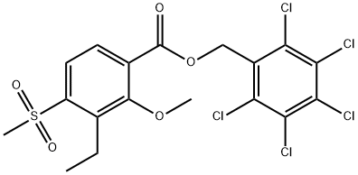 (2,3,4,5,6-pentachlorophenyl)methyl 3-ethyl-4-methanesulfonyl-2-methoxybenzoate Struktur