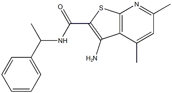 3-amino-4,6-dimethyl-N-(1-phenylethyl)thieno[2,3-b]pyridine-2-carboxamide Struktur