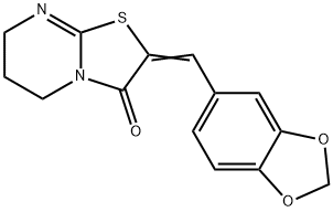 (2E)-2-[(2H-1,3-benzodioxol-5-yl)methylidene]-2H,3H,5H,6H,7H-[1,3]thiazolo[3,2-a]pyrimidin-3-one Struktur