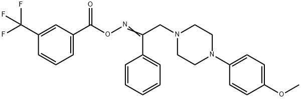 (E)-{2-[4-(4-methoxyphenyl)piperazin-1-yl]-1-phenylethylidene}amino 3-(trifluoromethyl)benzoate Struktur