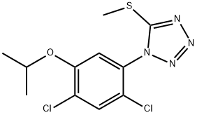 1-[2,4-dichloro-5-(propan-2-yloxy)phenyl]-5-(methylsulfanyl)-1H-1,2,3,4-tetrazole Struktur