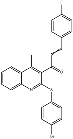 (2E)-1-{2-[(4-bromophenyl)sulfanyl]-4-methylquinolin-3-yl}-3-(4-fluorophenyl)prop-2-en-1-one Struktur