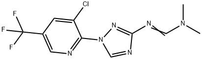 (E)-N'-{1-[3-chloro-5-(trifluoromethyl)pyridin-2-yl]-1H-1,2,4-triazol-3-yl}-N,N-dimethylmethanimidamide Struktur