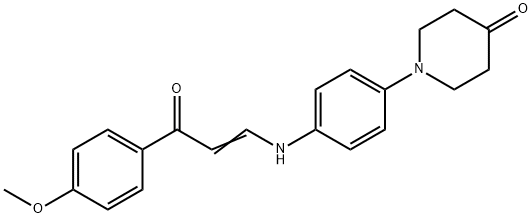 1-(4-{[(1E)-3-(4-methoxyphenyl)-3-oxoprop-1-en-1-yl]amino}phenyl)piperidin-4-one Struktur