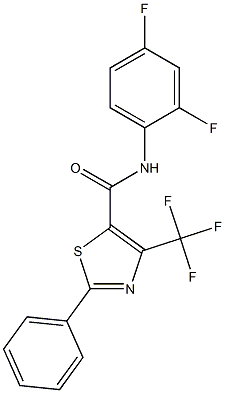 N-(2,4-difluorophenyl)-2-phenyl-4-(trifluoromethyl)-1,3-thiazole-5-carboxamide Struktur