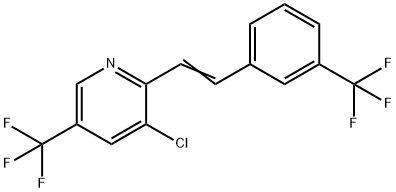 3-chloro-5-(trifluoromethyl)-2-{(E)-2-[3-(trifluoromethyl)phenyl]ethenyl}pyridine Struktur