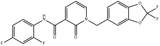 1-[(2,2-difluoro-2H-1,3-benzodioxol-5-yl)methyl]-N-(2,4-difluorophenyl)-2-oxo-1,2-dihydropyridine-3-carboxamide Struktur