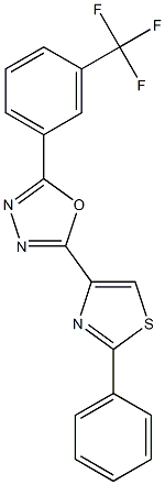 2-(2-phenyl-1,3-thiazol-4-yl)-5-[3-(trifluoromethyl)phenyl]-1,3,4-oxadiazole Struktur