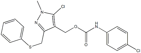 {5-chloro-1-methyl-3-[(phenylsulfanyl)methyl]-1H-pyrazol-4-yl}methyl N-(4-chlorophenyl)carbamate Struktur