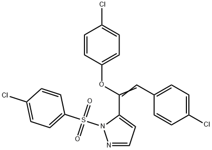 1-(4-chlorobenzenesulfonyl)-5-[(Z)-1-(4-chlorophenoxy)-2-(4-chlorophenyl)ethenyl]-1H-pyrazole Struktur