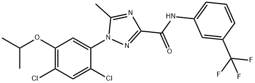 1-[2,4-dichloro-5-(propan-2-yloxy)phenyl]-5-methyl-N-[3-(trifluoromethyl)phenyl]-1H-1,2,4-triazole-3-carboxamide Struktur