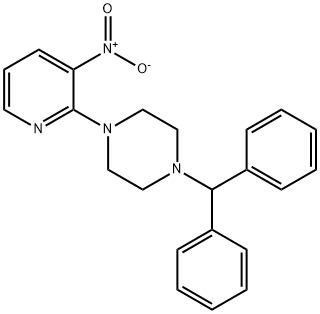 1-(diphenylmethyl)-4-(3-nitropyridin-2-yl)piperazine Struktur