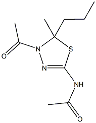 N-(4-acetyl-5-methyl-5-propyl-4,5-dihydro-1,3,4-thiadiazol-2-yl)acetamide Struktur