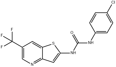 1-(4-chlorophenyl)-3-[6-(trifluoromethyl)thieno[3,2-b]pyridin-2-yl]urea Struktur