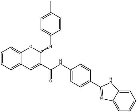 (2Z)-N-[4-(1H-1,3-benzodiazol-2-yl)phenyl]-2-[(4-methylphenyl)imino]-2H-chromene-3-carboxamide Struktur