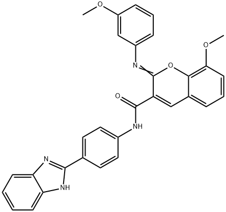 (2Z)-N-[4-(1H-1,3-benzodiazol-2-yl)phenyl]-8-methoxy-2-[(3-methoxyphenyl)imino]-2H-chromene-3-carboxamide Struktur