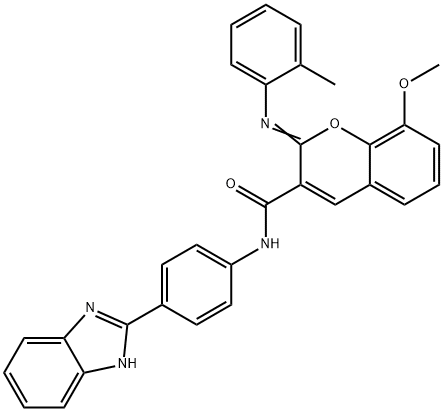 (2Z)-N-[4-(1H-1,3-benzodiazol-2-yl)phenyl]-8-methoxy-2-[(2-methylphenyl)imino]-2H-chromene-3-carboxamide Struktur