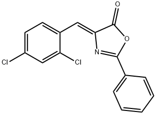 (4Z)-4-[(2,4-dichlorophenyl)methylidene]-2-phenyl-4,5-dihydro-1,3-oxazol-5-one Struktur