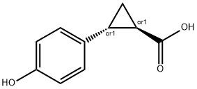 (1S,2S)-rel-2-(4-hydroxyphenyl)cyclopropane-1-carboxylic acid Struktur