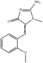 (5Z)-2-amino-5-[(2-methoxyphenyl)methylidene]-1-methyl-4,5-dihydro-1H-imidazol-4-one Struktur