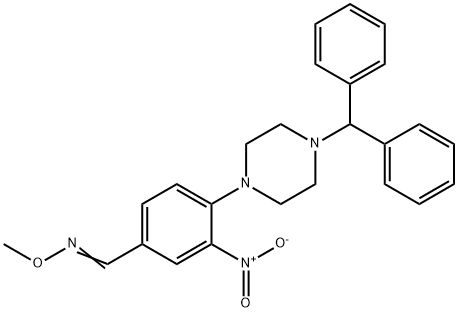 (E)-({4-[4-(diphenylmethyl)piperazin-1-yl]-3-nitrophenyl}methylidene)(methoxy)amine Struktur