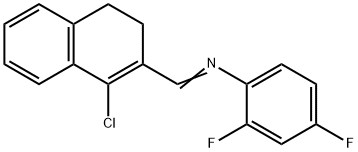 (1E)-1-(1-chloro-3,4-dihydronaphthalen-2-yl)-N-(2,4-difluorophenyl)methanimine Struktur