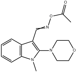 (E)-{[1-methyl-2-(morpholin-4-yl)-1H-indol-3-yl]methylidene}amino acetate Struktur