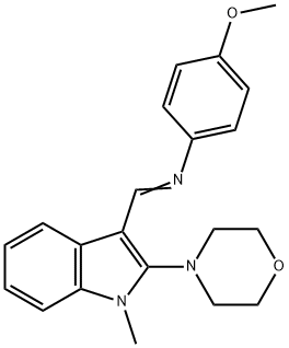 (1E)-N-(4-methoxyphenyl)-1-[1-methyl-2-(morpholin-4-yl)-1H-indol-3-yl]methanimine Struktur